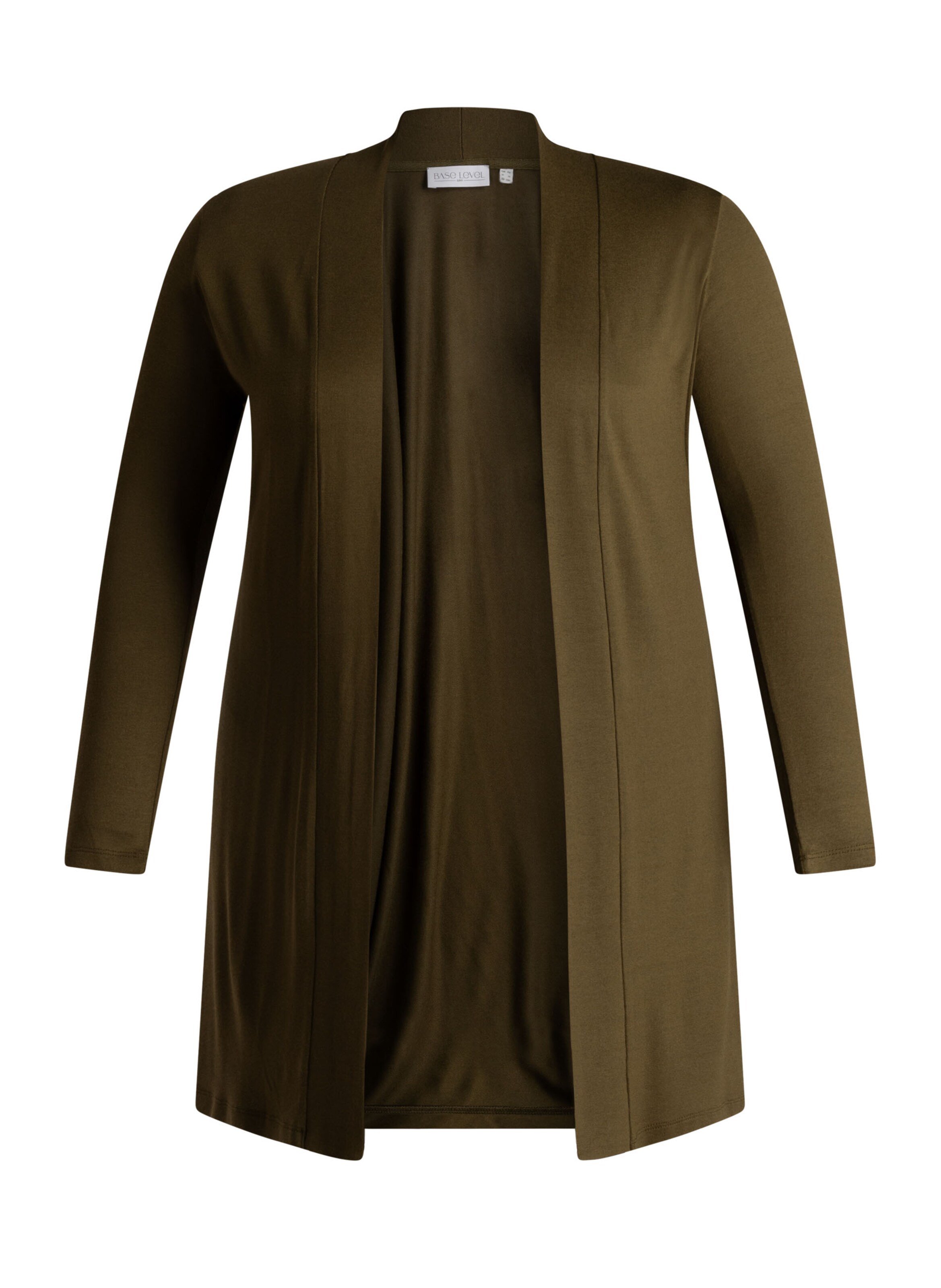 BASE LEVEL CURVY Knit Cardigan in Green: front