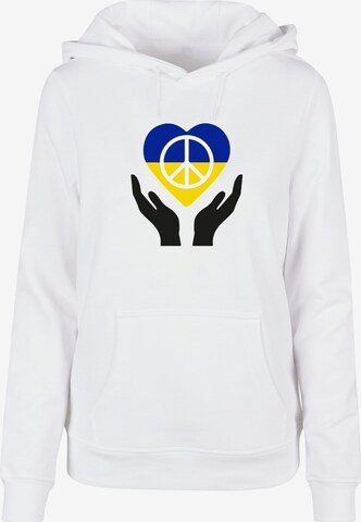 Felpa 'Peace - Hand Peace Heart' di Merchcode in bianco: frontale