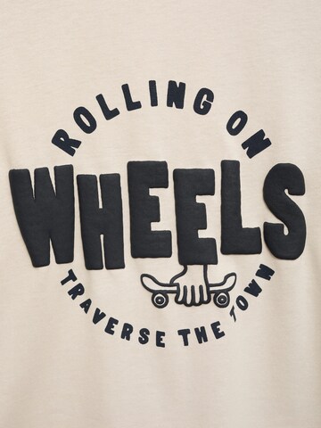 MANGO KIDS Koszulka 'WHEELS' w kolorze beżowy