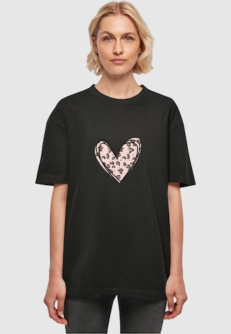 Merchcode Shirt 'Valentines Day - Leopard Heart' in Black: front