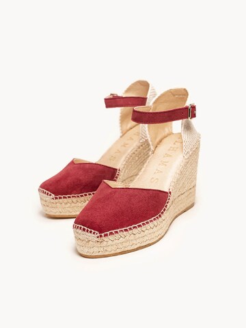 Sandalo con cinturino 'Alpargata Cuña 10 cm' di Alhamas in rosso