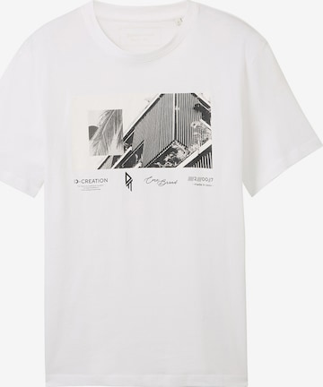 T-Shirt TOM TAILOR DENIM en blanc : devant