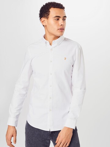 FARAH Slim fit Button Up Shirt 'BREWER' in White: front