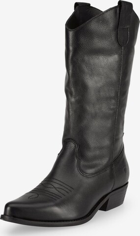 Felmini Wide Fit Cowboy Boots in Black: front