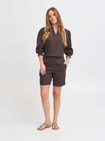 PULZ Jeans Regular Leinenhose ' PZLUCA ' in Braun