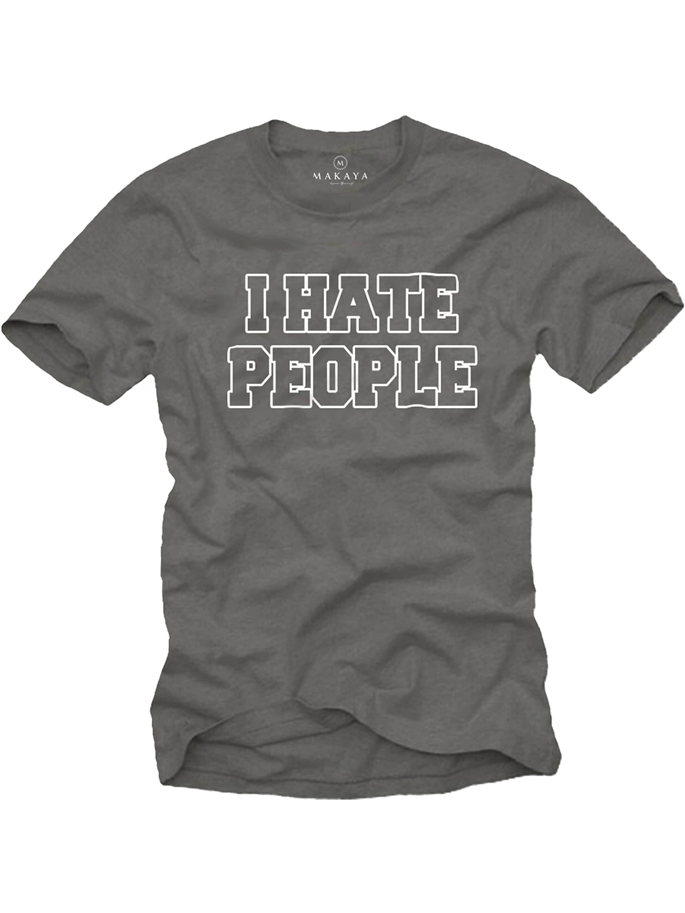 MAKAYA Shirt 'IHatePeople' in Grey: front