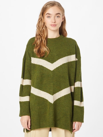 Trendyol Oversize sveter - Zelená: predná strana