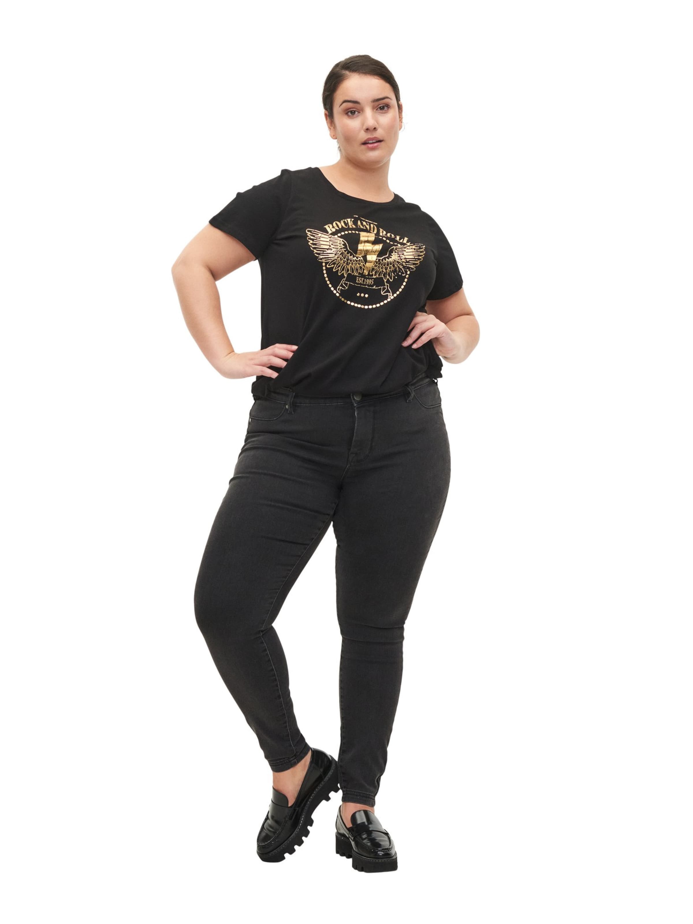 Skinny Jeggings Zizzi en gris : devant