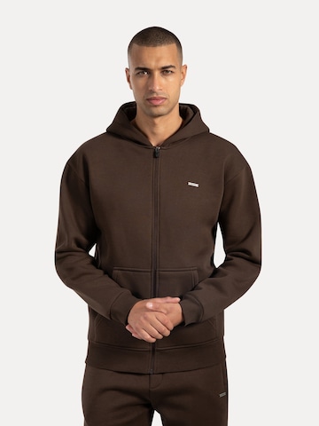 Veste de survêtement Smilodox en marron : devant