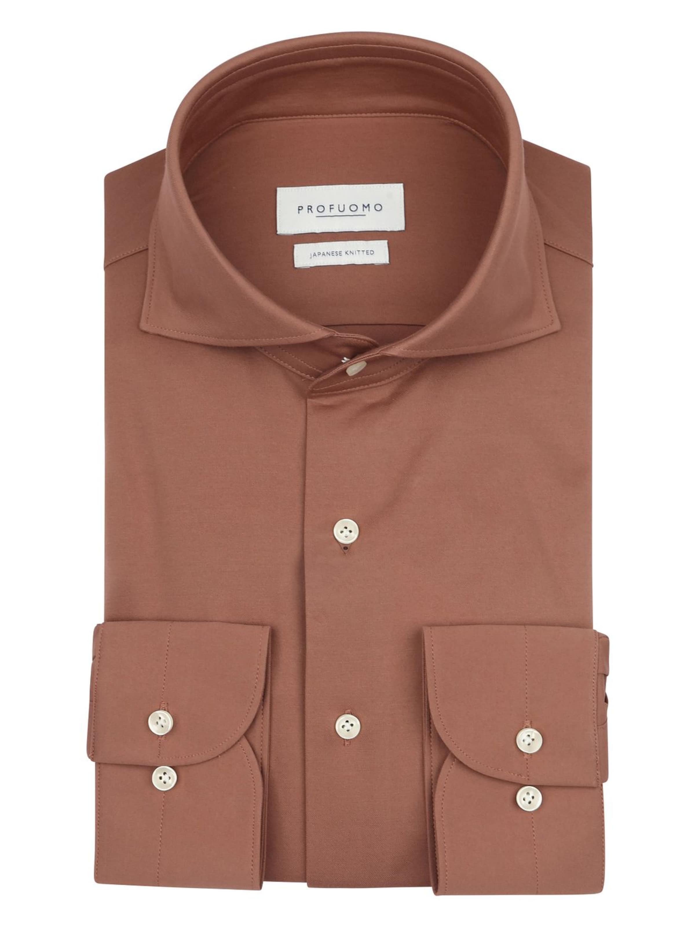Profuomo Slim fit Button Up Shirt 'Japanese Knitted' in Red: front