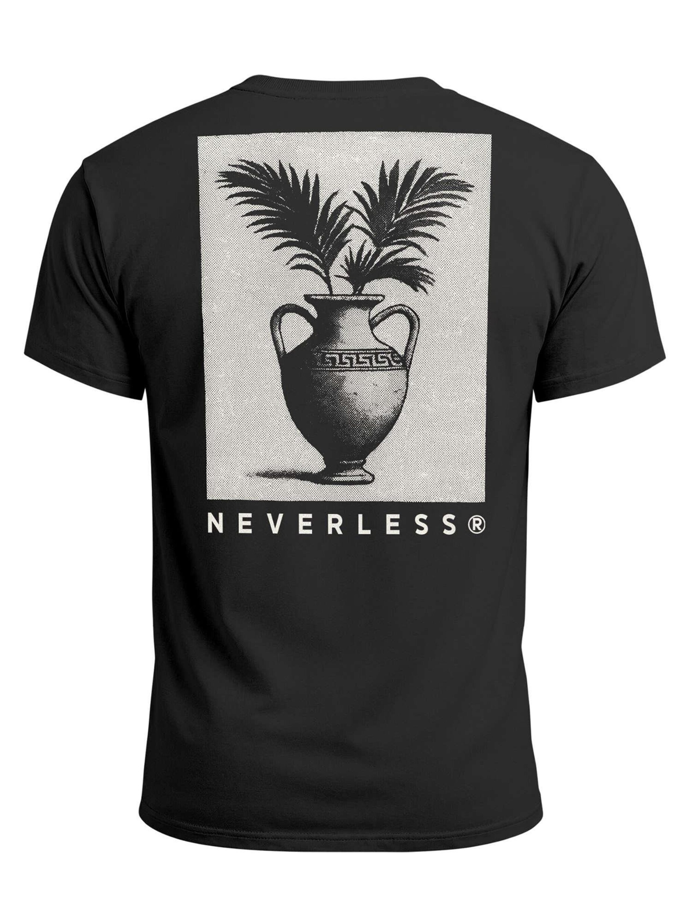Neverless Shirt 'Greek Vase Palms' in Black: front