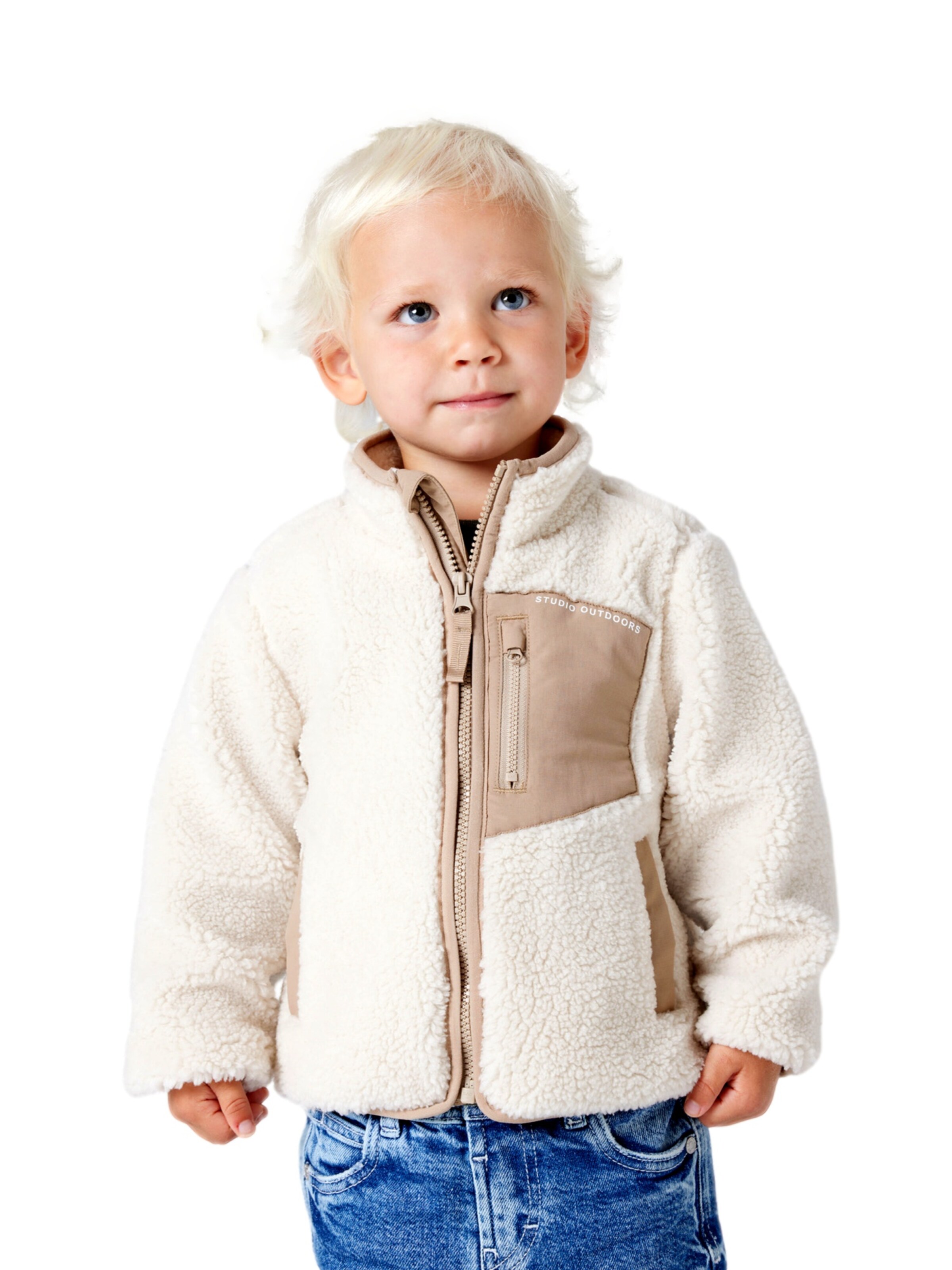 NAME IT Fleece jacket 'Mattia' in Beige: front