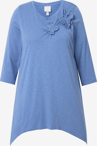 T-shirt Ulla Popken en bleu : devant