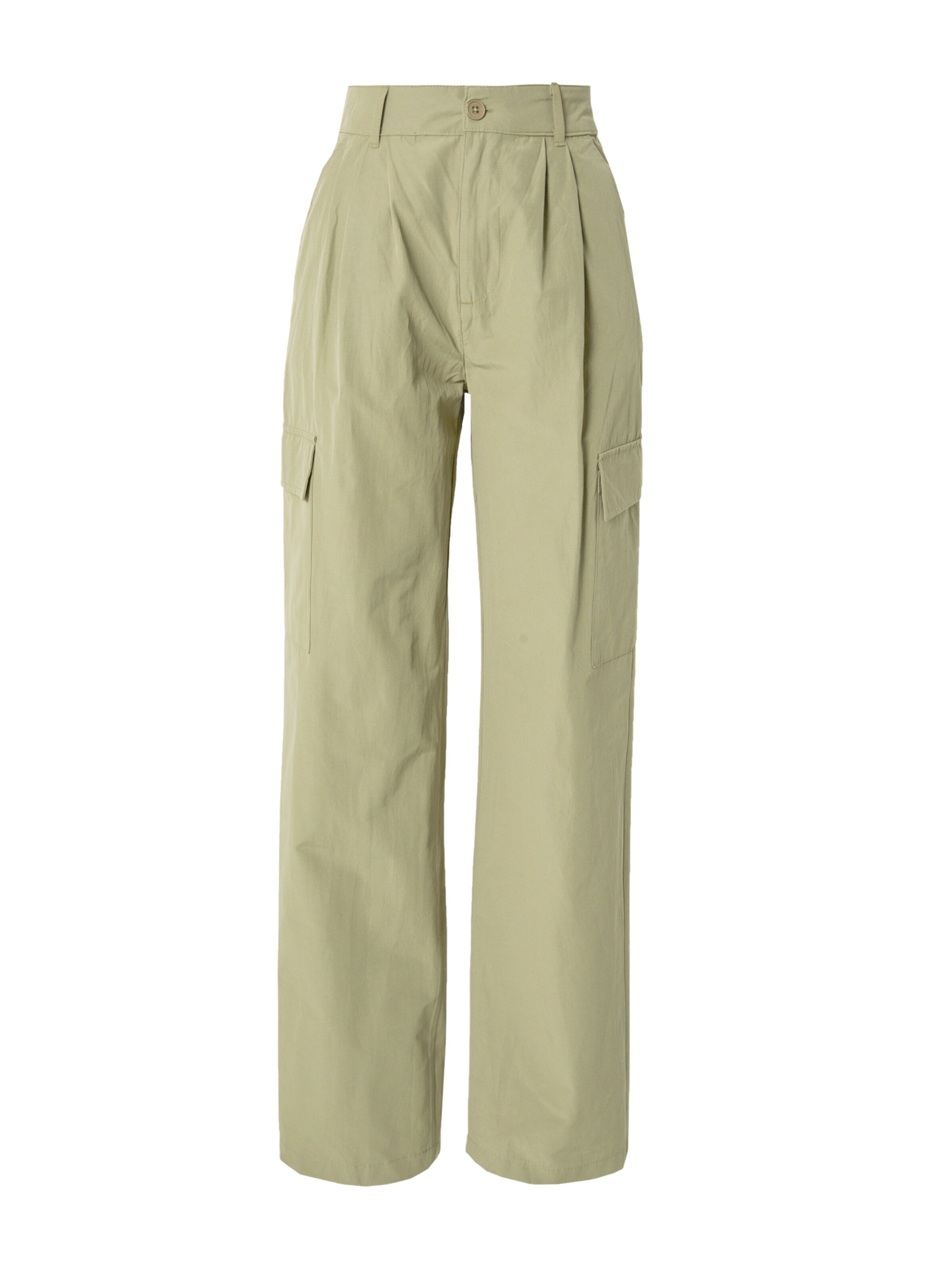 Nasty Gal - Loosefit Calças com pregas em verde: frente