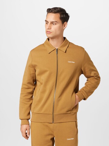 Calvin Klein - Sudadera con cremallera en amarillo: frente