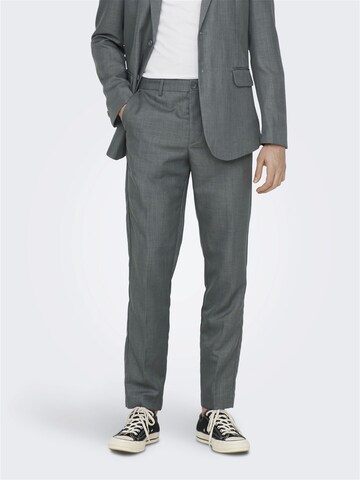 Only & Sons Slim fit Trousers with creases in Grey: front