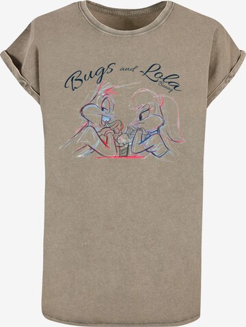ABSOLUTE CULT Shirt 'Looney Tunes - Bugs and Lola Sketch' in Brown: front