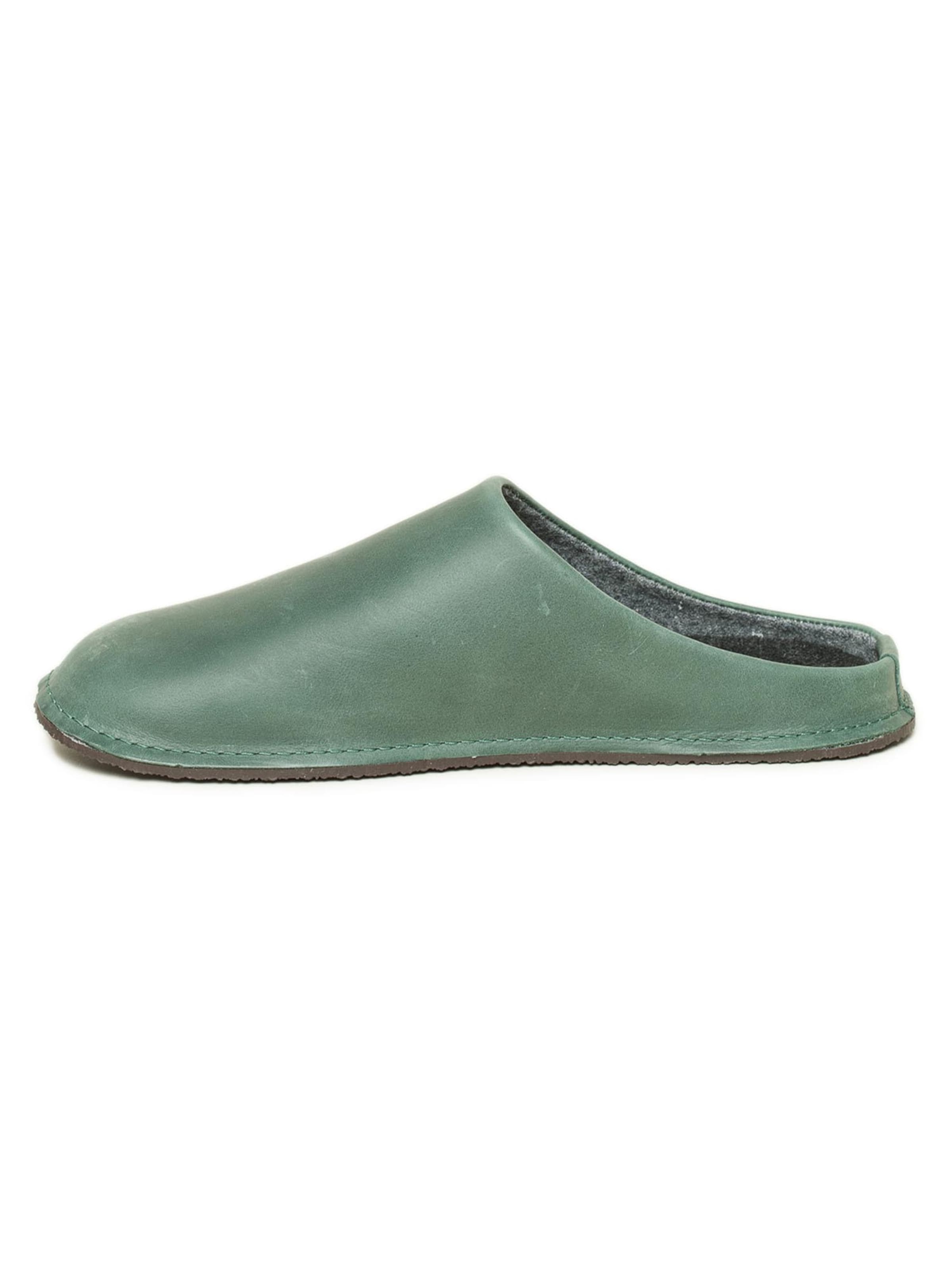 Gottstein Slippers 'Leather Loafer' in Green: front