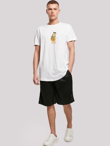 F4NT4STIC T-Shirt 'Familie Feuerstein Fred Flintstone Kick' in Weiß