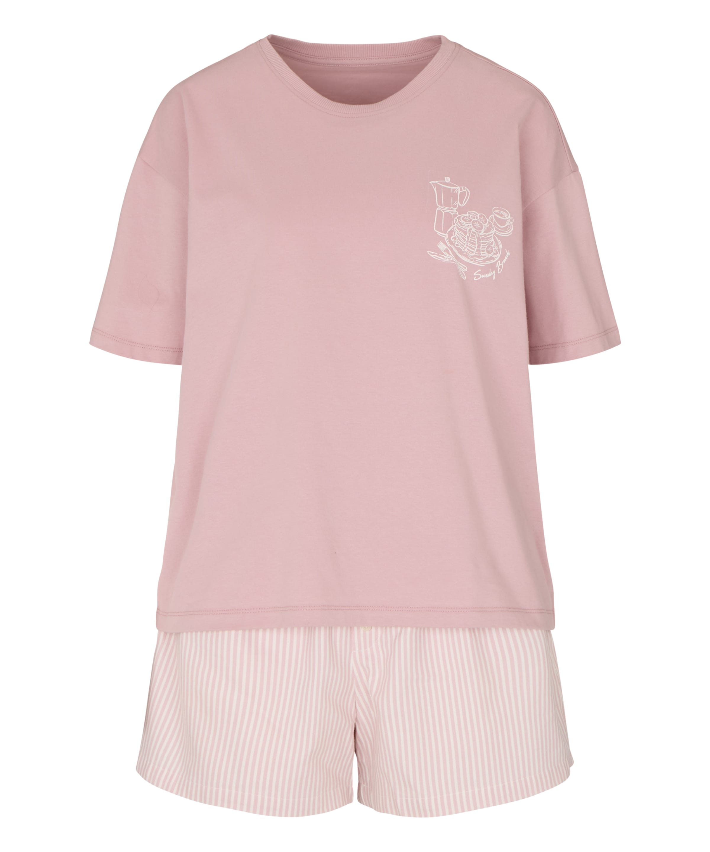 Hunkemöller Korte pyjama in Roze: voorkant