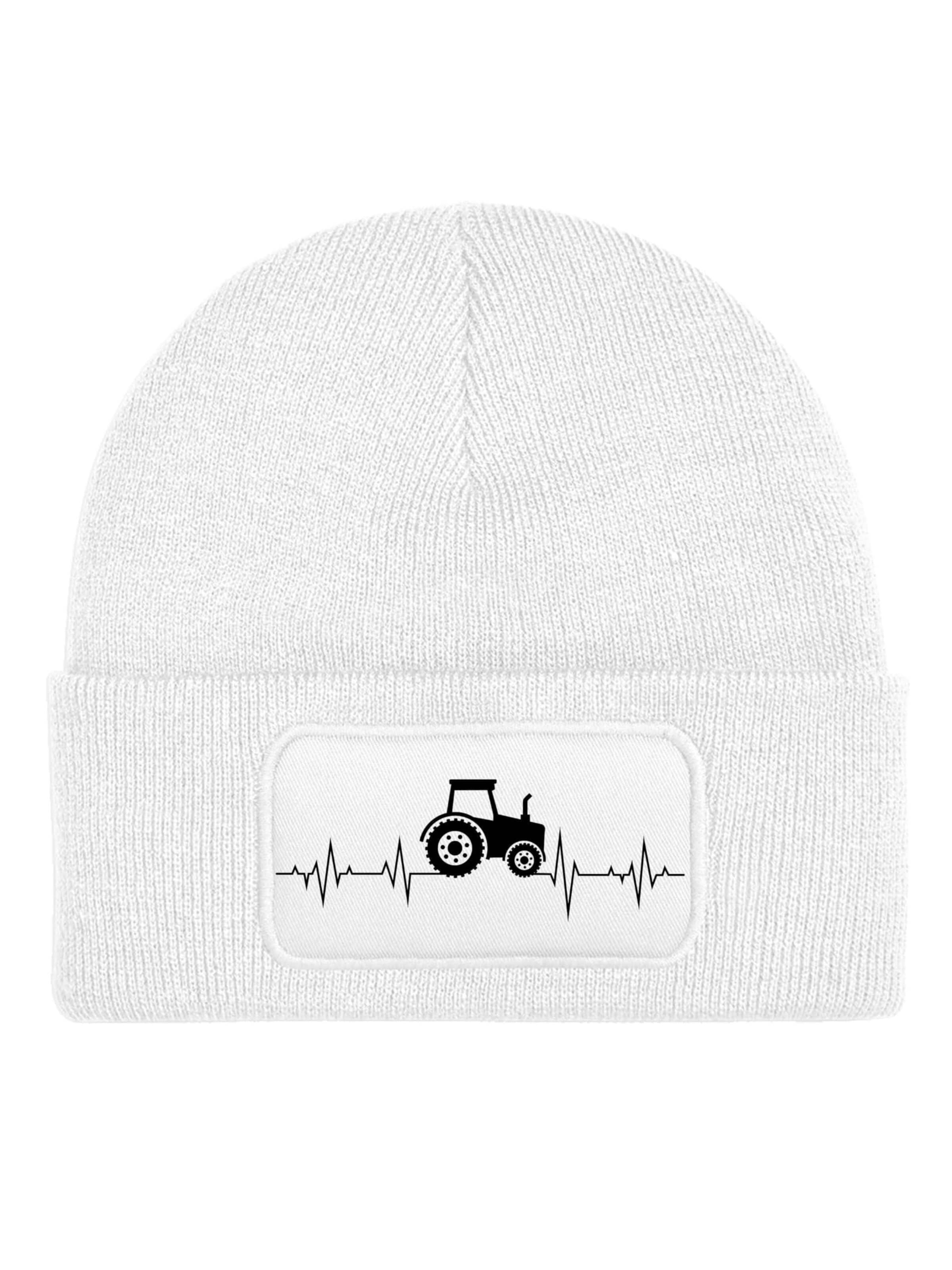 Youth Designz Beanie 'Heartbeat Traktor' in White: front