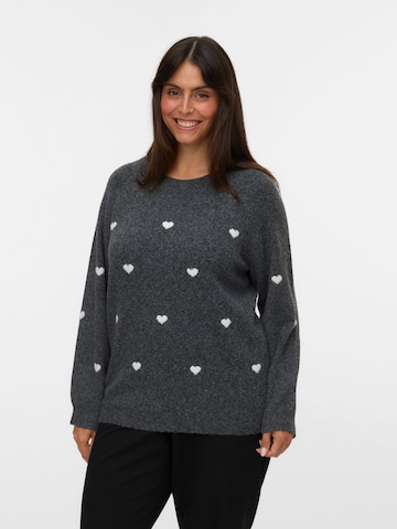 Vero Moda Curve Trui 'DOFFY' in Grijs: voorkant