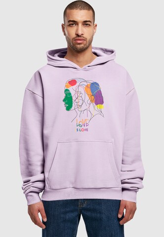 Merchcode Sweatshirt 'Love Is Love' in Lila: voorkant