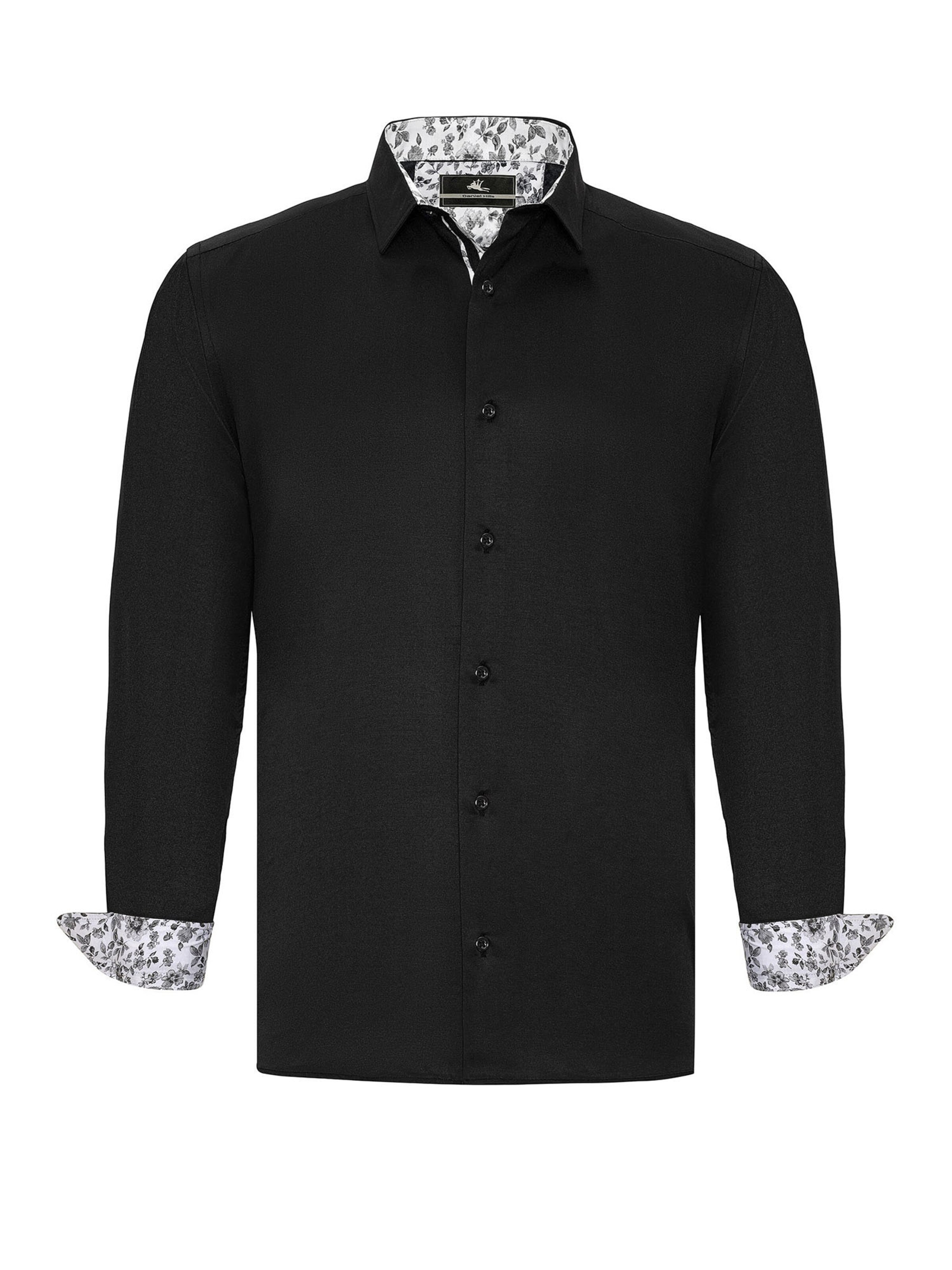 Daniel Hills Regular fit Overhemd in Zwart: voorkant