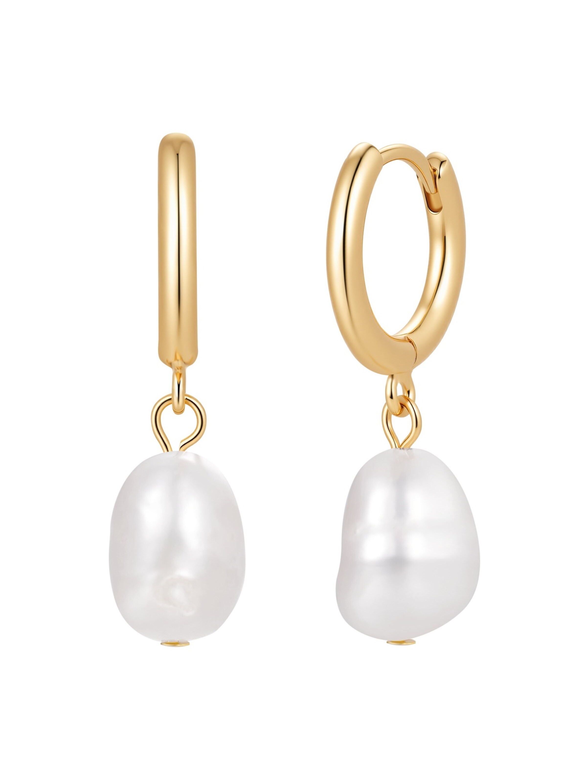 Lulu & Jane Oorbellen in One Size in de kleur Goud / Wit, Productweergave