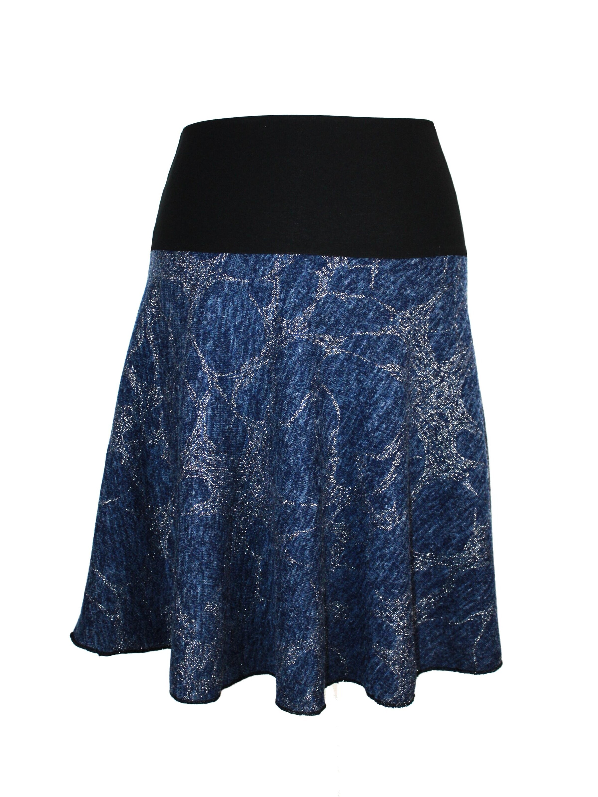 dunkle design Skirt 'Feinstrick Glitzer' in Blue: front