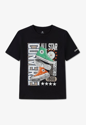 CONVERSE - Camiseta 'DOUBLE KICKS' en negro: frente