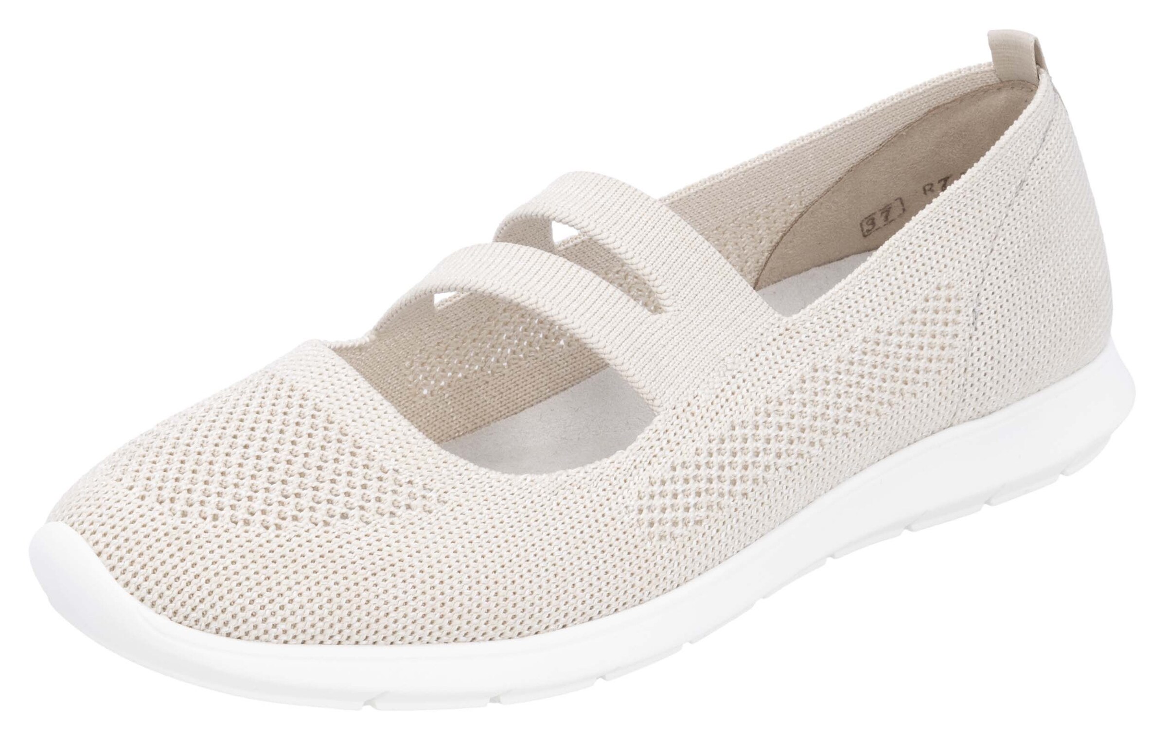 REMONTE Ballet Flats with Strap in Beige: front