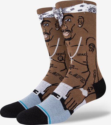 Stance Socks in Brown: front