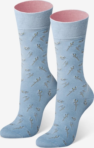 Von Jungfeld Socks 'Blumen' in Blue: front
