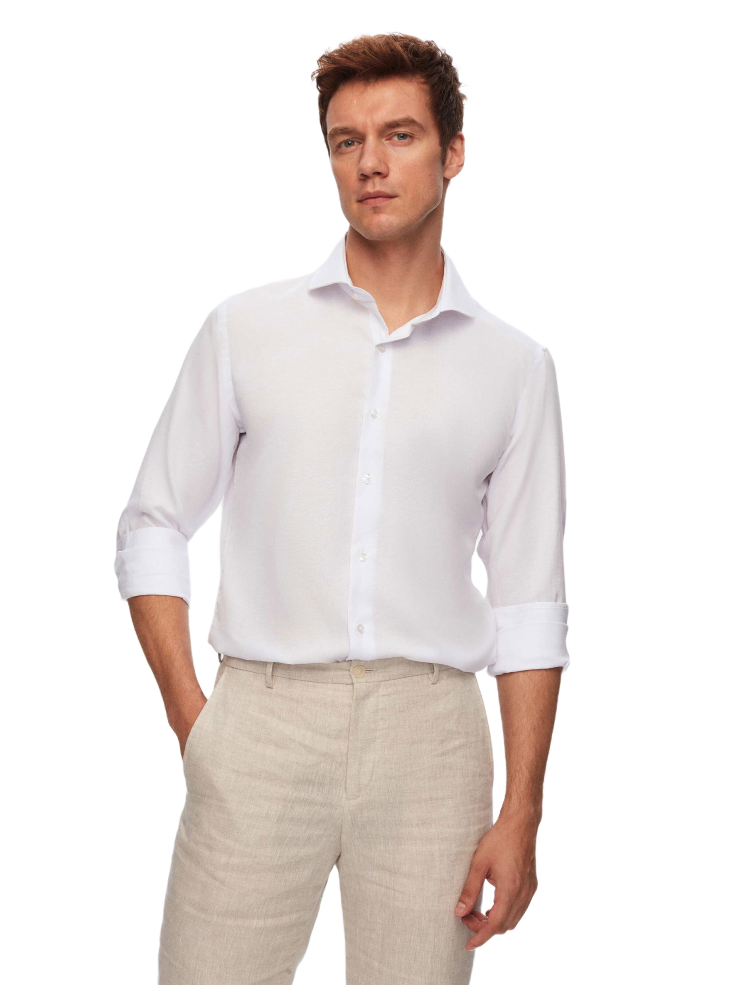 D’S Damat Regular fit Overhemd in Wit: voorkant