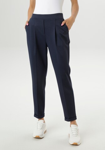 Aniston SELECTED Tapered Pleat-Front Pants in Blue: front