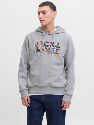 Sweat-shirt 'JJGEPLAS' JACK & JONES en gris : devant