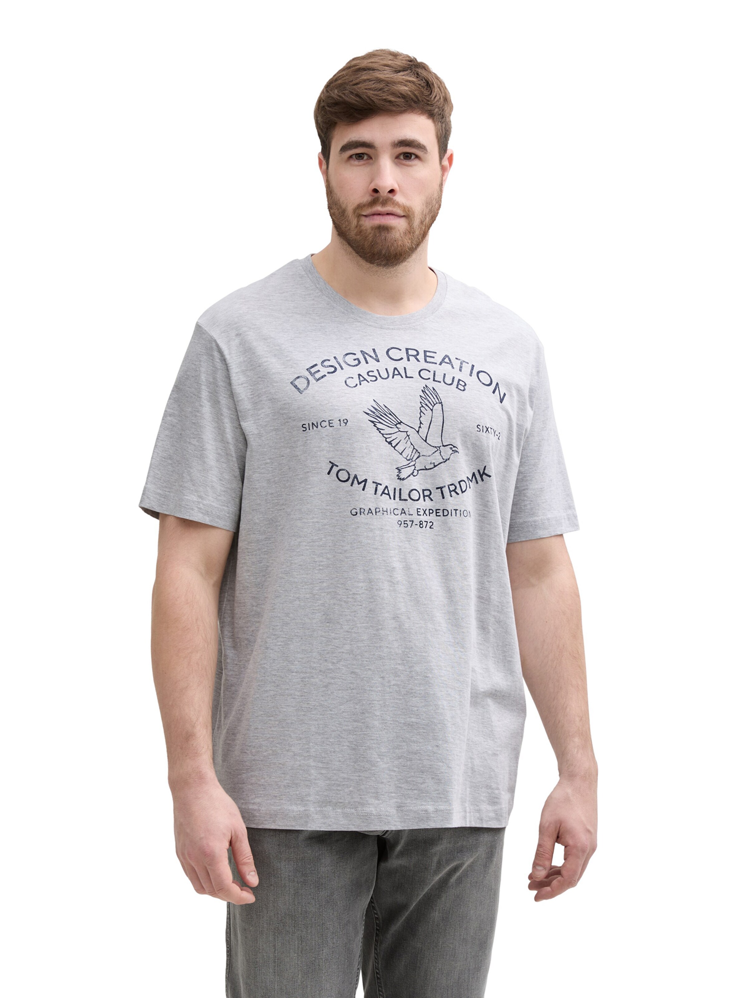 TOM TAILOR Men + Футболка в Серый: спереди