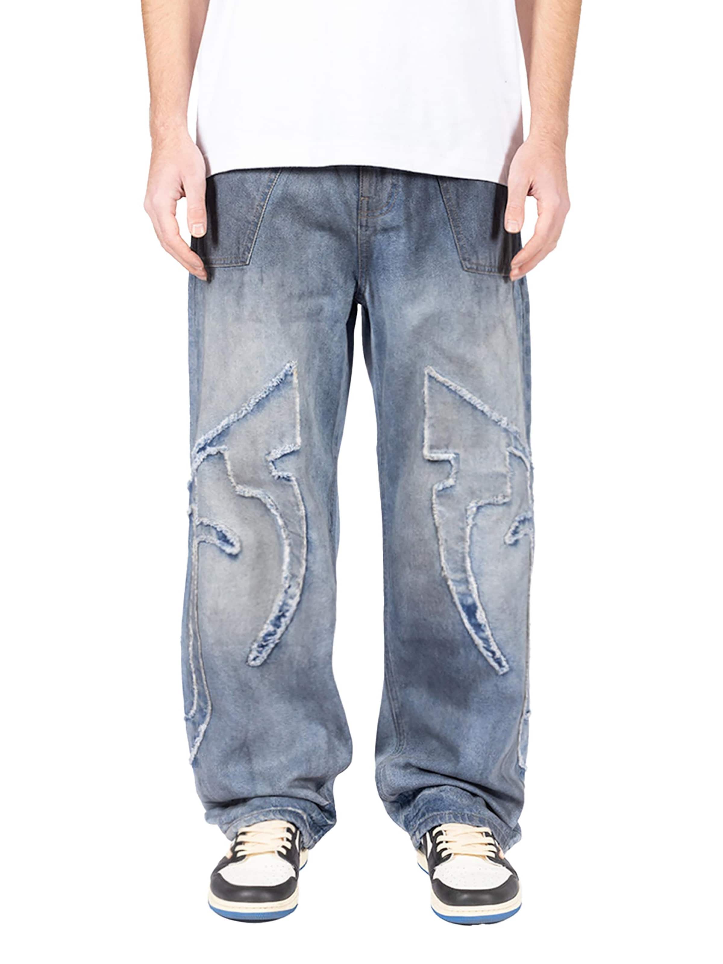 FAVELA Baggy Jeans 'Distressed F' in Blue: front
