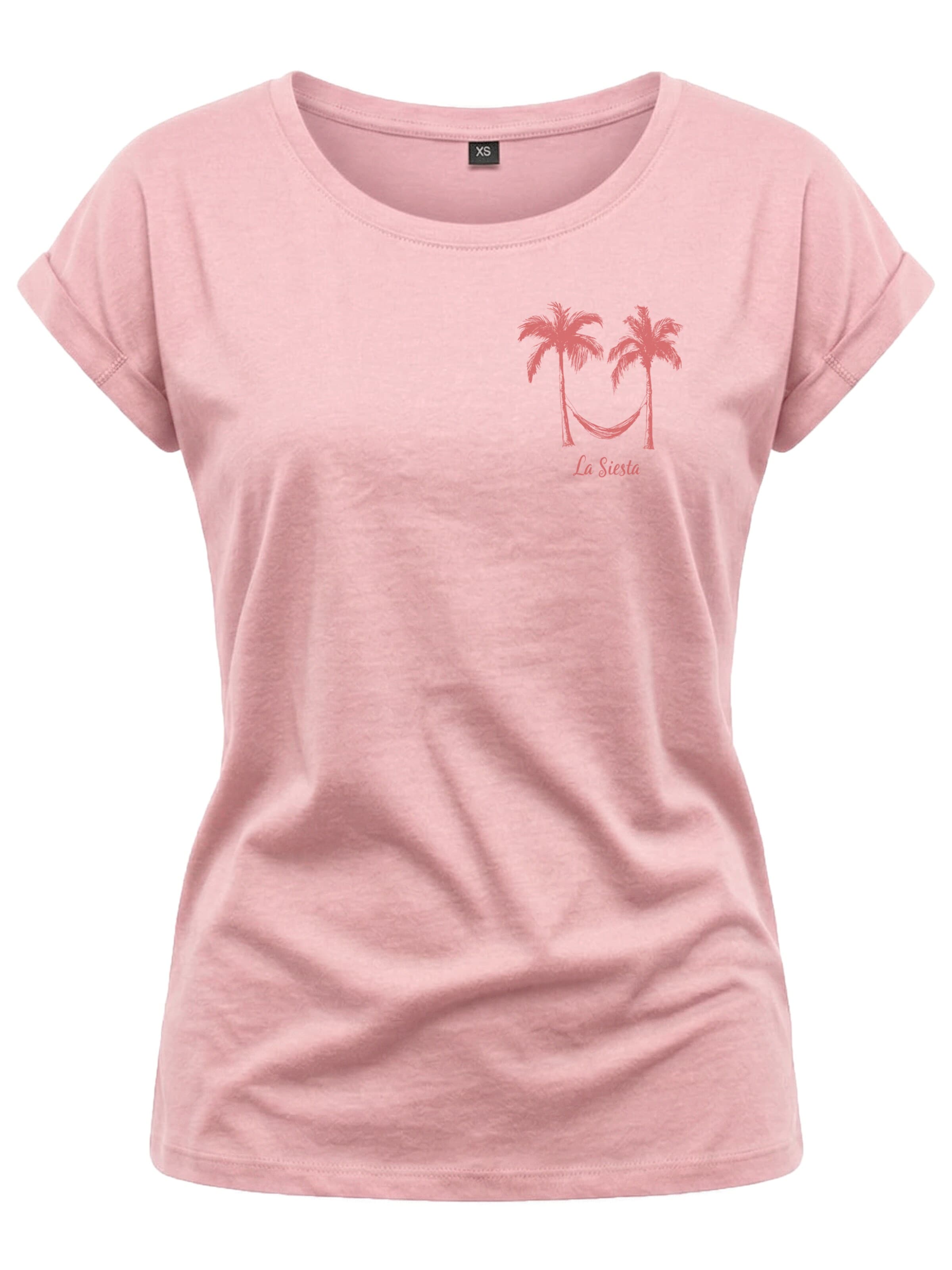 MAKAYA Shirt 'Palmen Hängematte' in Pink: front
