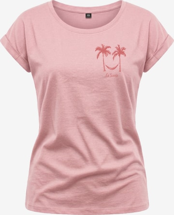 MAKAYA Shirt 'Palmen Hängematte' in Pink: front