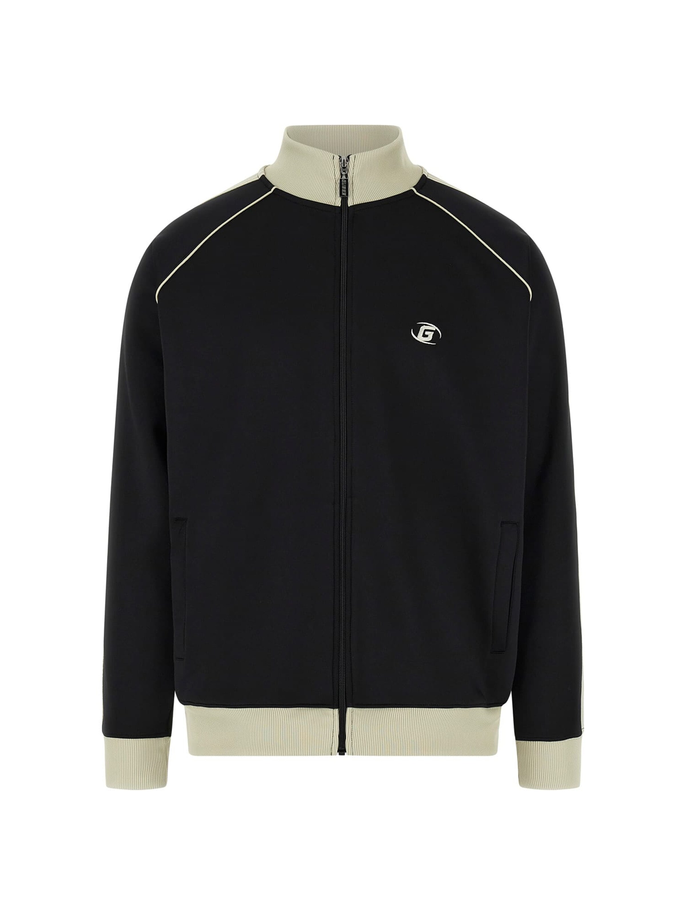 GUESS Sweatjacke in Schwarz: Vorderseite