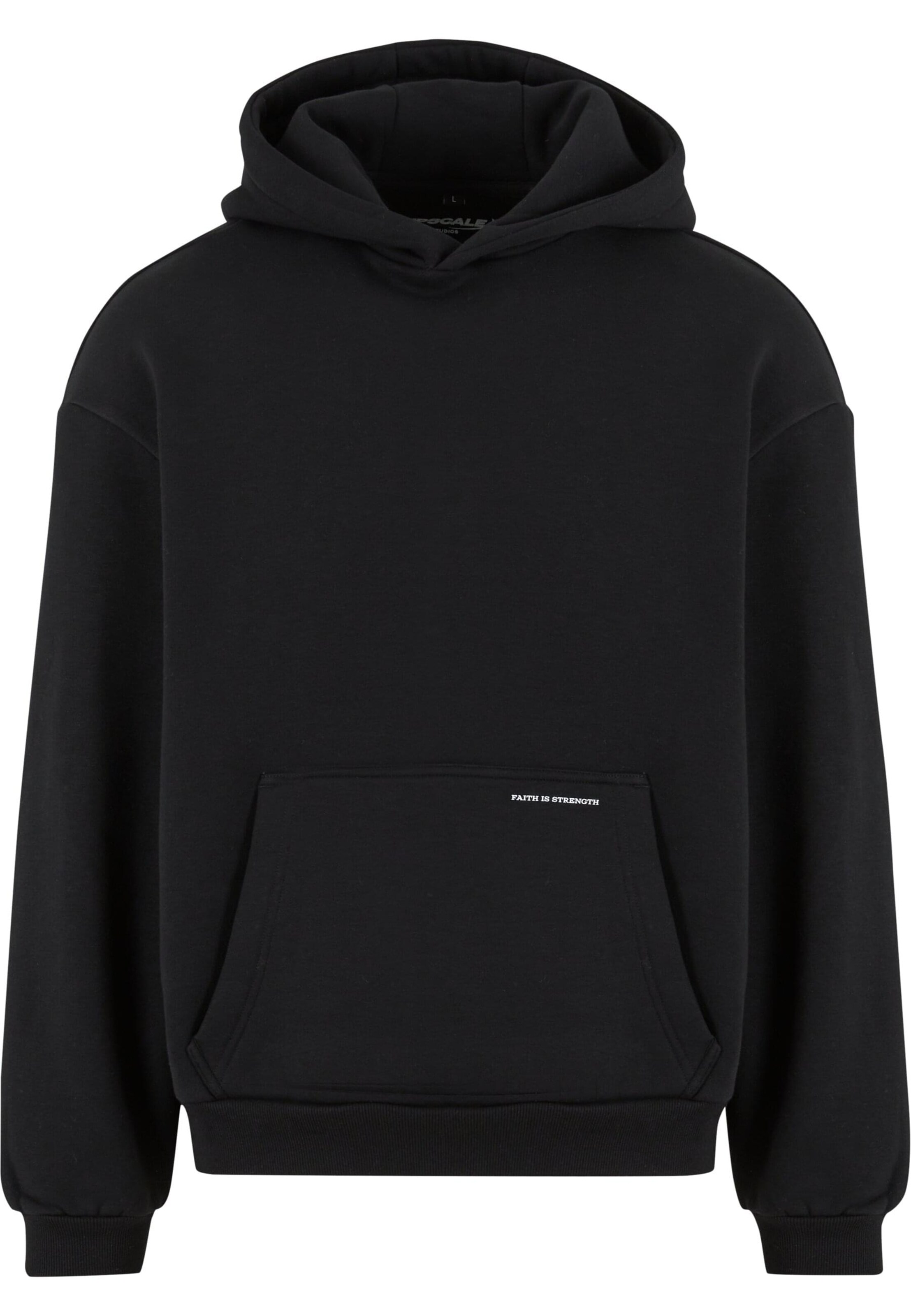 MT Upscale Sweatshirt 'Faith Is Strength' i svart: framsida