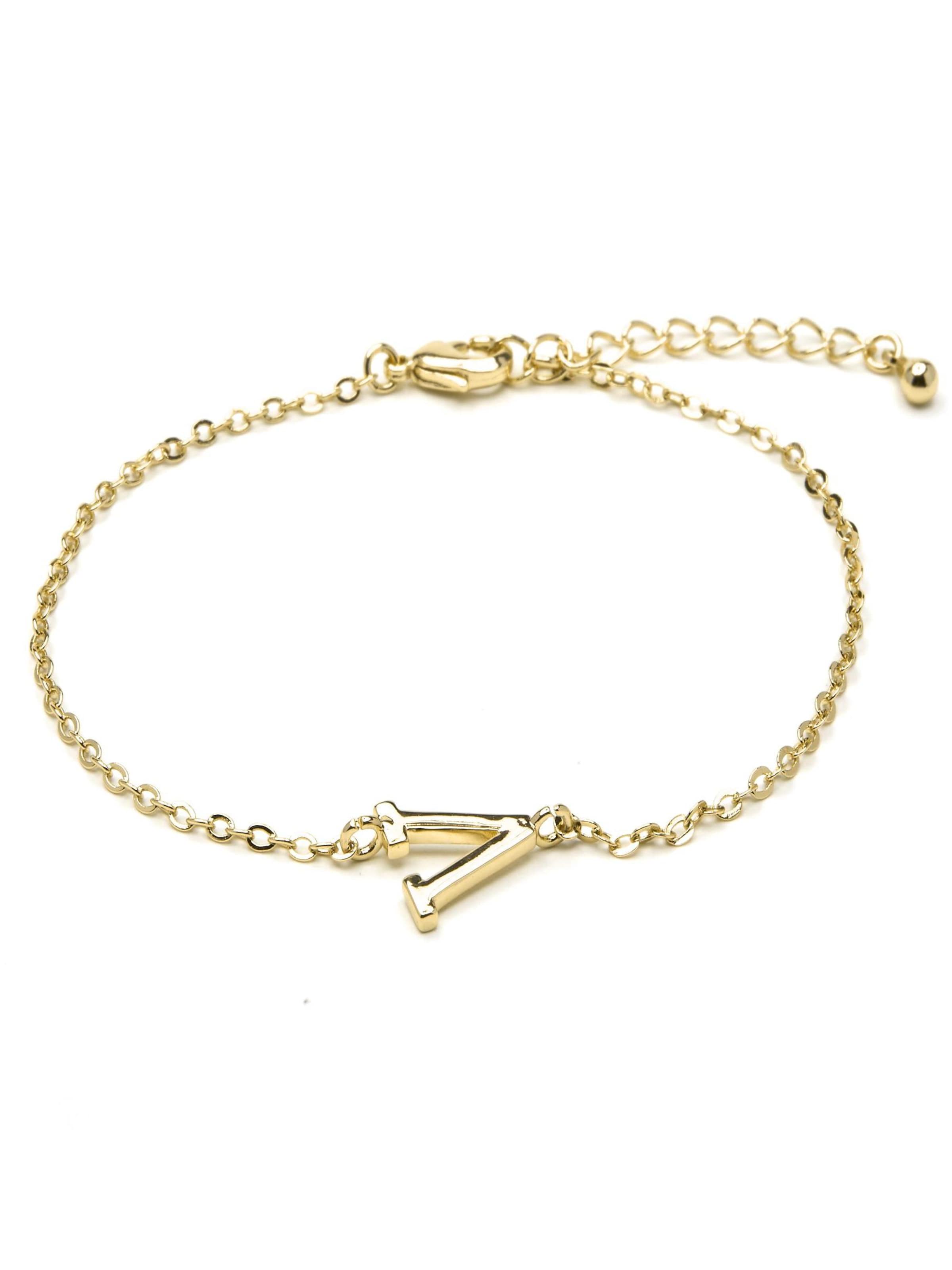 Luxenter - Pulsera 'Alphabet  V' en amarillo: frente