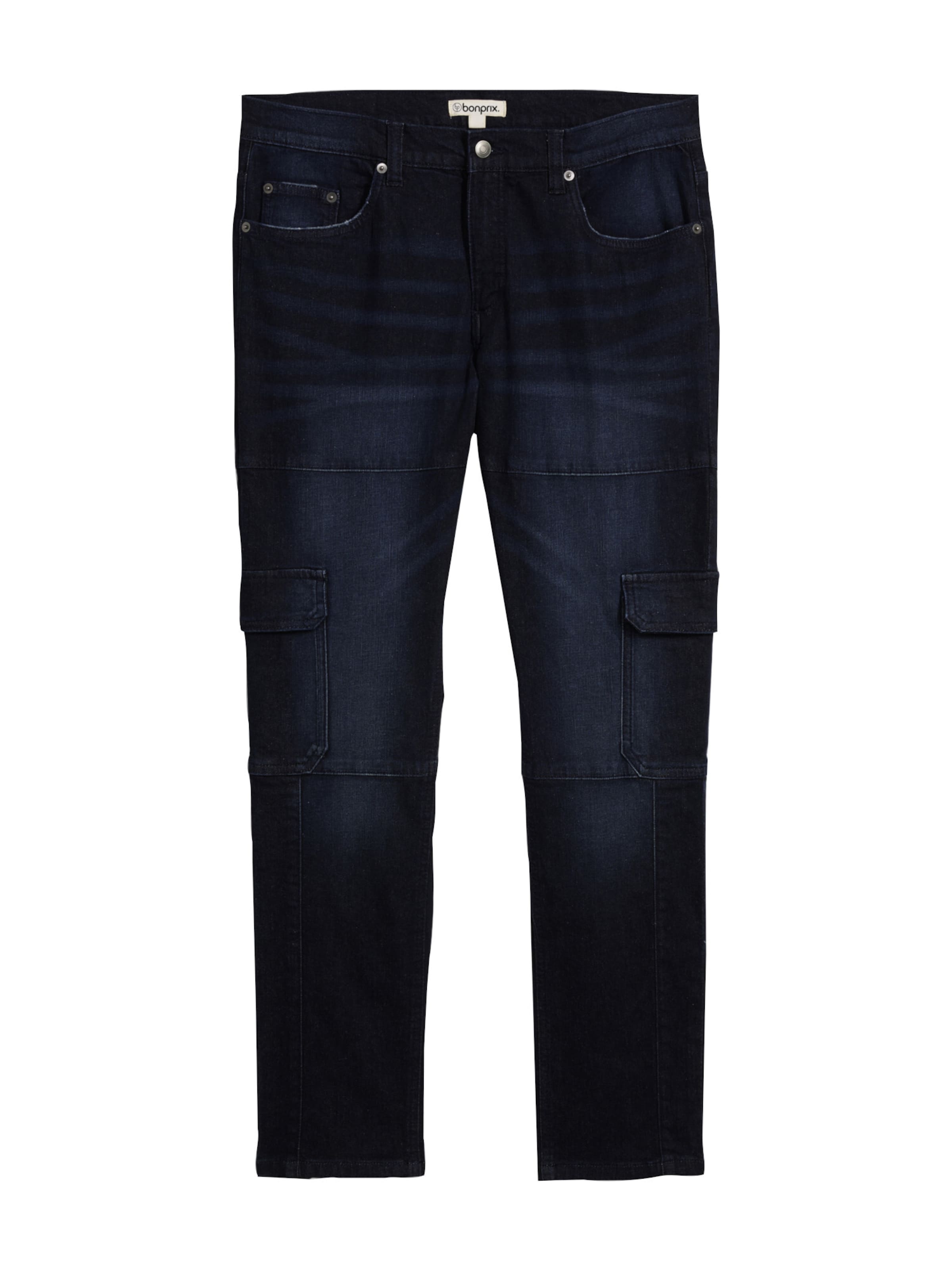 bonprix Slimfit Cargojeans in Blau: Vorderseite