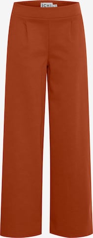 ICHI Wide leg Pleat-Front Pants 'Kate' in Red: front