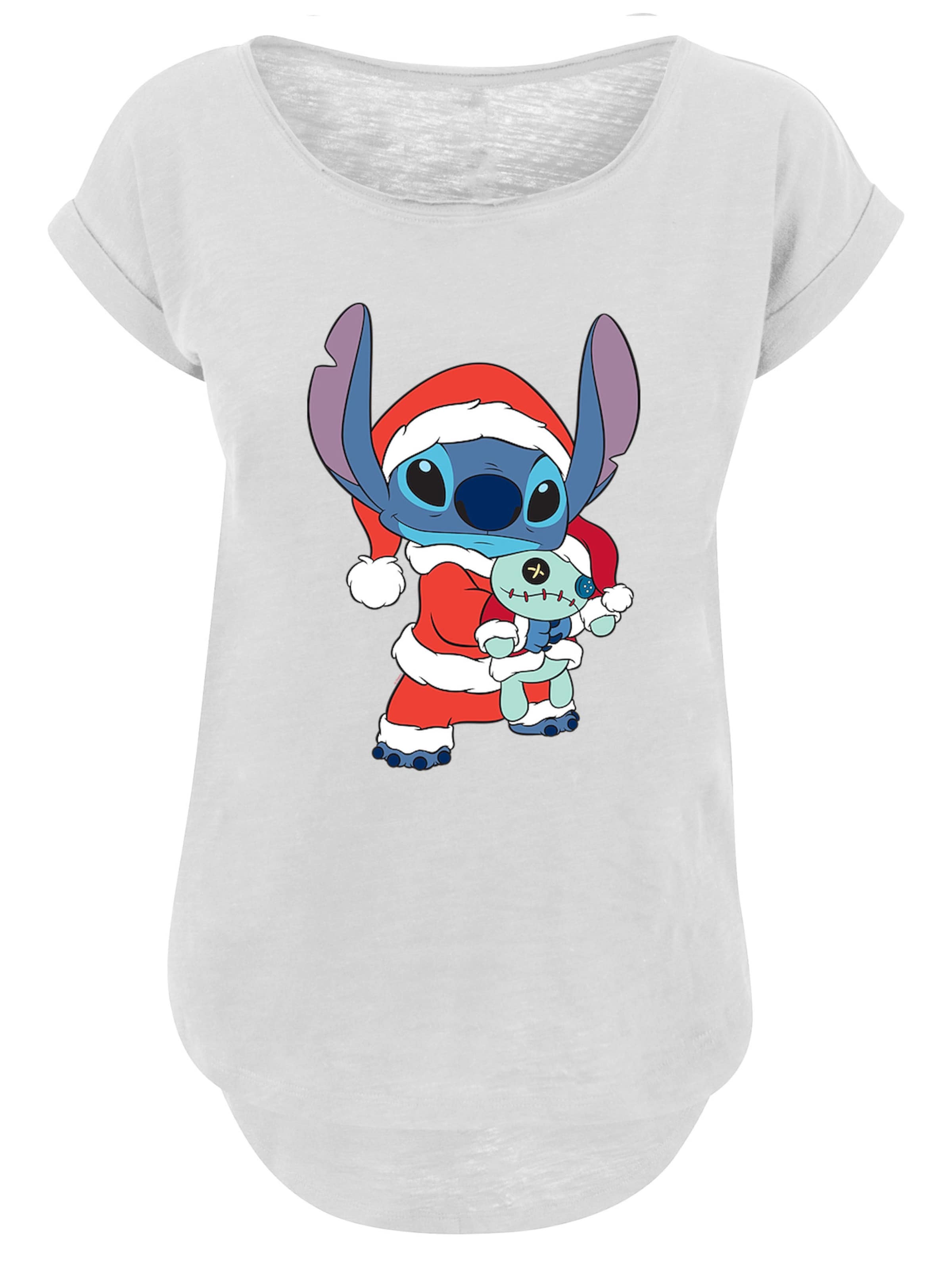 Maglietta 'Lilo And Stitch Stitch Christmas' di F4NT4STIC in bianco: frontale