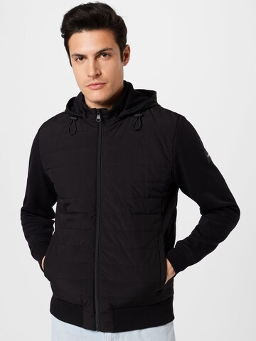 Calvin Klein Zip-Up Hoodie in Black: front