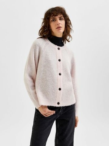 Selected Femme Petite Knit Cardigan 'Lulu' in Pink: front