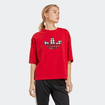 Tricou 'Houndstooth Trefoil Infill' de la ADIDAS ORIGINALS pe roșu: față